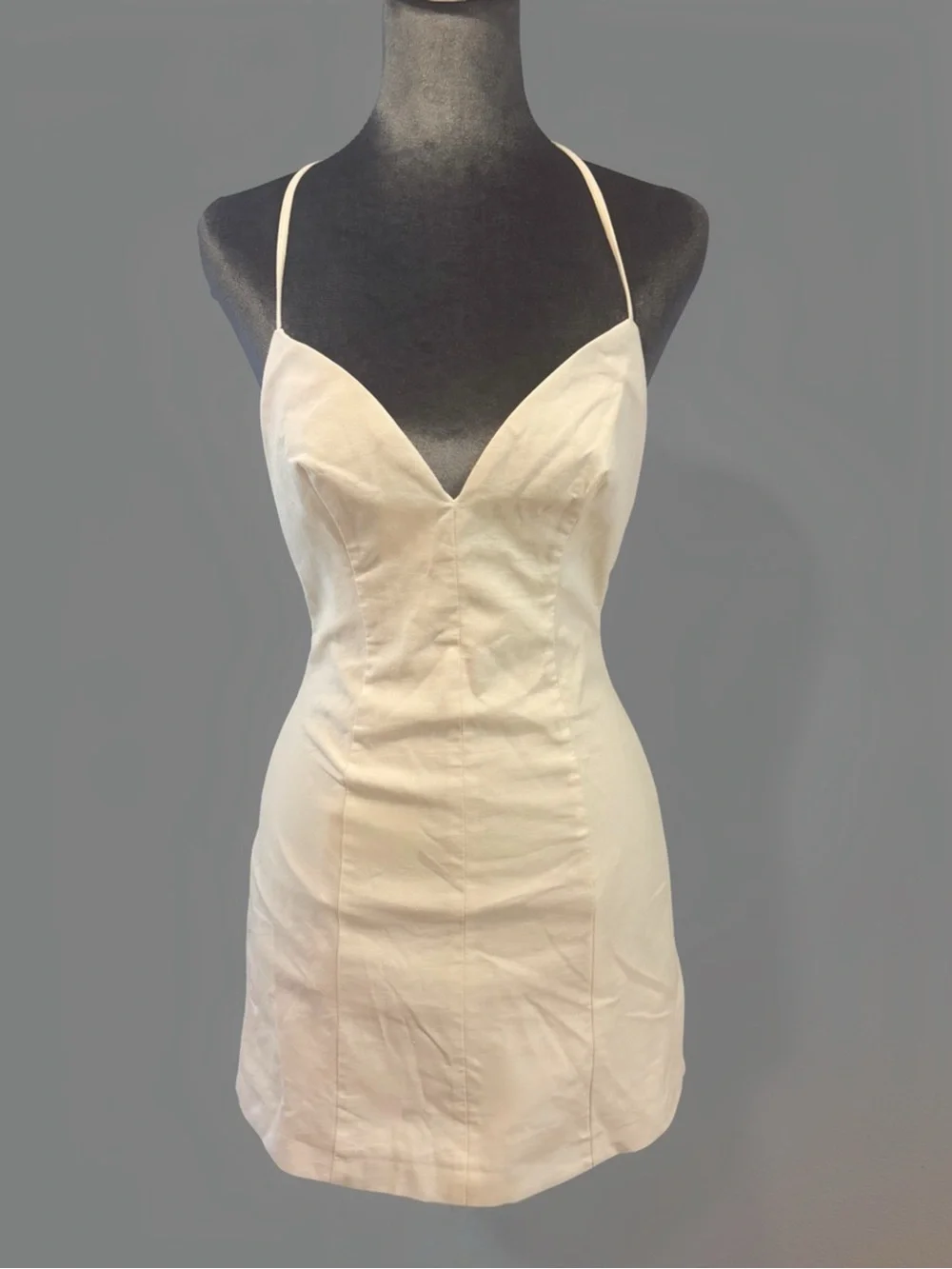 NWT Zara Solid Open Back Mini Dress Backless Homecoming Bridal Small & Medium